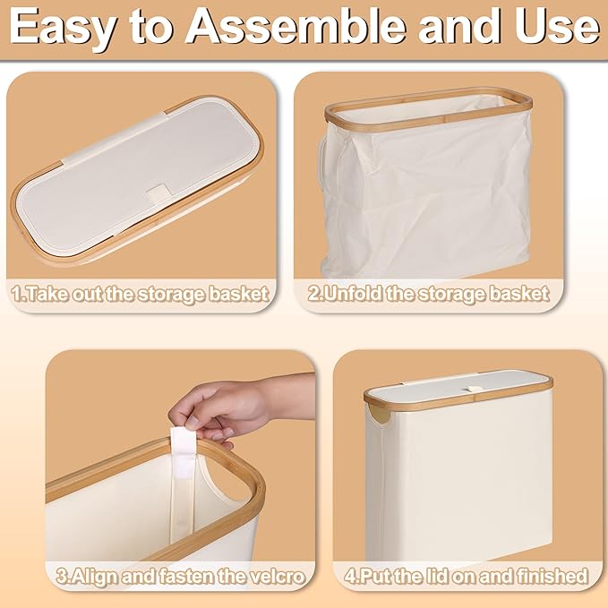 efluky Toilet Paper Basket 28L, Toilet Paper Holder with Lid for Bathroom, Free Standing Storage Organizer Holds Up to 9-12 Rolls (Beige, 1)