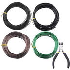 Glarks 4 Rolls Bonsai Wires Kit, 2mm 3mm 1mm 1.5mm Aluminum Bonsai Training Wire Tree Branches with Wire Cutter, 164 Feet Anodized Aluminum Set for Holding Bonsai Branches Small Trunks