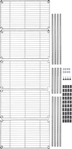 Amazon Basics 5-Shelf Adjustable Storage Shelving Unit for Garage, Steel Wire Rack, 200 Pound Loading Capacity per Shelf, 23.2" x 13.4" x 60", Chrome Finish