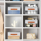 Homsorout Drawer Organizers and Storage - 10 Pack Foldable Pants Organizer with Clear Window & Handles, Fabric Closet Organizer for Clothes, Jeans, Sweaters, Towels, T-shirt, Scarf (Ant Light Gray)