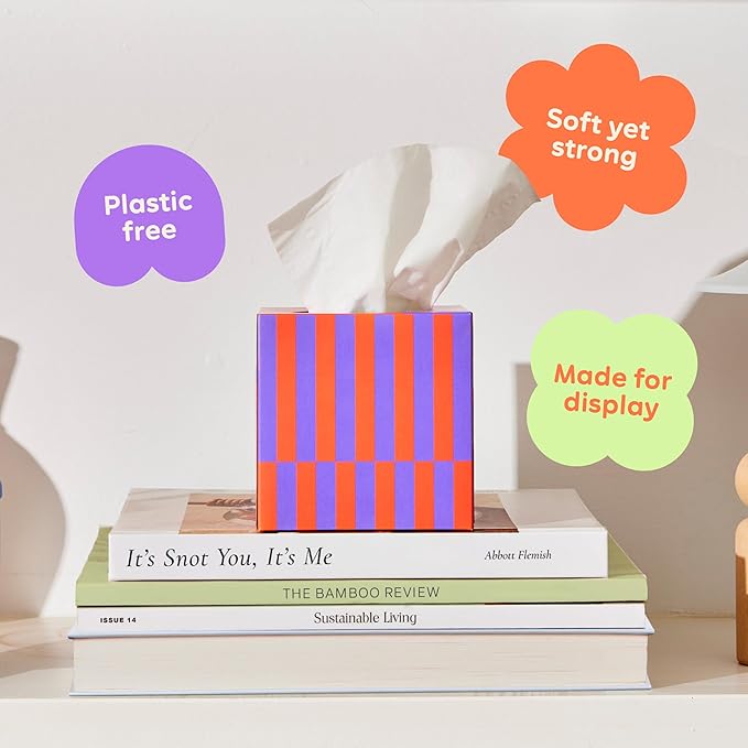 Who Gives a Crap Bamboo Tissues, Facial Tissue Cube Boxes, 100% Bamboo, 3 Ply, 12 Boxes, 65 Sheets per Box, Soft, Strong, and Sustainable, Eco Friendly With Plastic Free Packaging, 780 Total Tissues