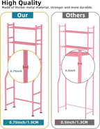 Livilord 3-Tier Over The Toilet Storage, Freestanding Metal Bathroom Shelves with 4 Hooks, Over Toilet Storage Shelf with Paper Holder, Above The Toilet Shelf for Bathroom Storage, Pink