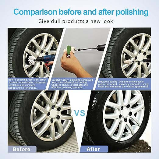 Neeki 14pcs Drill Polishing Wheel and Polishing Compound, Soft Drill Brush with 1/4 Hexagonal Shank, Suitable for Metal, Stainless Steel, Jewelry, Wood, Ceramic, Glass, etc.