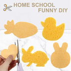 Zhengmy 100 Pieces Sponges Bulk Sponges Kitchen Compressed Sponge Natural Dish Sponge Compressed Wood Pulp Cleaning Without Scratching for Kitchen Bathroom, 3.9 x 2.4 x 0.12 Inch (Yellow)