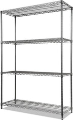 Alera Wire Shelving Starter Kit, Four-Shelf, 48w x 18d x 72h, Black Anthracite