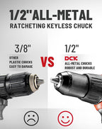 20V Brushless Hammer Drill, 531 in.lbs, 36000 BPM, 1/2" Keyless All-Metal Chuck, 4.0Ah Battery, 22+1+1 Clutch, Impact Drill Kit for Drilling Brick Wall, Metal, Wood, KDJZ05-13