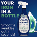 Downy Wrinkle Releaser Spray, All In One Formula, Removes Wrinkles, Static and Odor Eliminator, Crisp Linen Scent, 33.8 Fl Oz, Pack of 2 (Packaging May Vary)