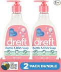 Dreft Baby, Bottle and Dish Soap, Removes Milk Film & Odor, Plant Based, Fragrance Free, Travel Size Bottles, 24 Fl Oz (Pack of 2)