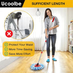 Spin Mop Replacement Head for O Cedar 2 Tank RinseClean, 4 Microfiber mop Refill, 1 Scrub Brush, 1 Mop Stick, 1 Mops Base, Deep Cleaning, 30" to 58" Mop Handle Replacement