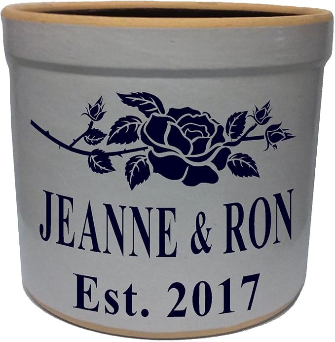 1 Gallon Personalized Stoneware Crock - Rose
