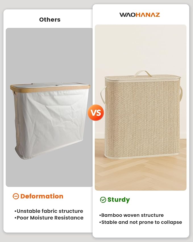 Bamboo Toilet Paper Storage Basket with Lid & Handle - 32L Large Capacity Handwoven Bathroom Organizer for 16 Rolls - Sturdy Stand Holder for Toilet Paper Organization, Light Natural