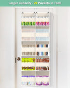UVIAHOMI Heavy Duty Over The Door Organizer 5 Tiers, Extra Large Behind Door Storage of 10 Big Front & 10 Mesh Pockets, 80lb Weight Capacity, Hanging Doors Storage for Closet Bedroom Nursery, Beige