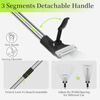 68" Heavy Duty Rake, Metal Leaf Rake with Detachable Handle, Garden Rakes for Leaves with Expandable Tines,Leaf Collector, Rakes for Lawns Heavy Duty Leaves, Debris
