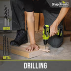 SnapFresh Cordless Drill, 20V Power Drill Set with 2 Variable Speed, 21+1 Torque Setting, Lightweight, LED, 43pcs Drill Bits, Impact Drill Set for Home, DIY (Battery & Charger Not Included)