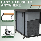 230L (60 Gal) Extra Large Fashion Laundry Sorter 3 Section with Lid, Rolling Laundry Basket Hamper with Handle, Laundry Organizer Storage Cart with Sturdy Metal Frame for Laundry Room, Hotel, Grey