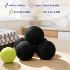 Wool Dryer Balls 6-Pack XL - Natural Reusable Laundry Fabric Softener, Reduces Wrinkles & Drying Time, Hypoallergenic, Leaves Fabrics Naturally Soft and Fluffy (Black)