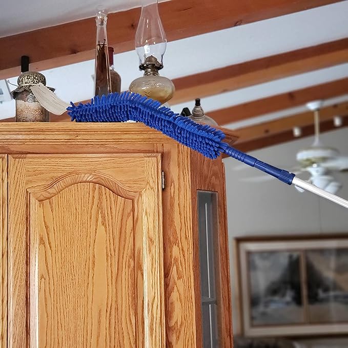 Spider Web Brush with Pole | Chenille Extension Duster, Aluminum Extension Rod | Extend 18-20 feet Cleaning High Ceilings, Cathedral Ceilings, Ceiling Fans