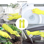 Mamison 2 Pairs Reusable Waterproof Household Dishwashing Cleaning Rubber Gloves, Non-Slip Kitchen Glove (Green, Large (Pack of 2))