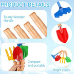 8" Kids Gardening Tools, Metal Beach Sandbox Digging Toys with Wooden Handle, Including Shovel, Rake, Fork and Trowel, Garden Sand Snow Tools for Children Gift Outdoor Gardening(48 Pcs)