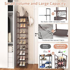 LANTEFUL Tall Shoe Rack 10-Tier Narrow Shoe Shelf Storage for 10-15 Pairs Shoe and Boot, Sturdy Shoe Storage Space Saving Corner Shoe Rack Organizer for Closet, Entryway, Living Room, Brown