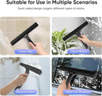 Shower Squeegee for Shower Glass Door Bathroom Accessories, Dual Head Wiper Cleans Water & Hair, Silicone Blade, Non-Slip Long Handle, Glass Window Door Wall Tile Cleaner
