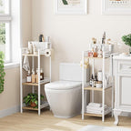 Slim Bathroom Storage Shelf Unit, 3 Tier Corner Storage, Rustic Makeup Organizer, Space-Saving Floor Standing Storage Shelves for Bathroom, Vanity,Kitchen, Laundry 9.85in Matte White