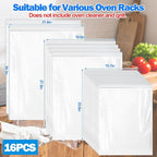 Palksky Oven Rack Cleaning Bags, 3 Sizes Heavy Duty No Scrub Oven Rack Cleaning Bags, Reusable Leak-Resistant PE Bags for Deep Soaking Grill Grates, BBQ Racks, No Cleaner Included, 16 Packs