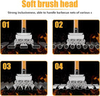 Replacement Brush Head for Bristle Free Grill Brush Compatible with HOUSE AGAIN Grill Cleaner,304 Stainless Steel Mesh+Safe Silicone Sponge Spinning Design Full-Angle Clean,Sturdy/Heat Resistant-3pcs