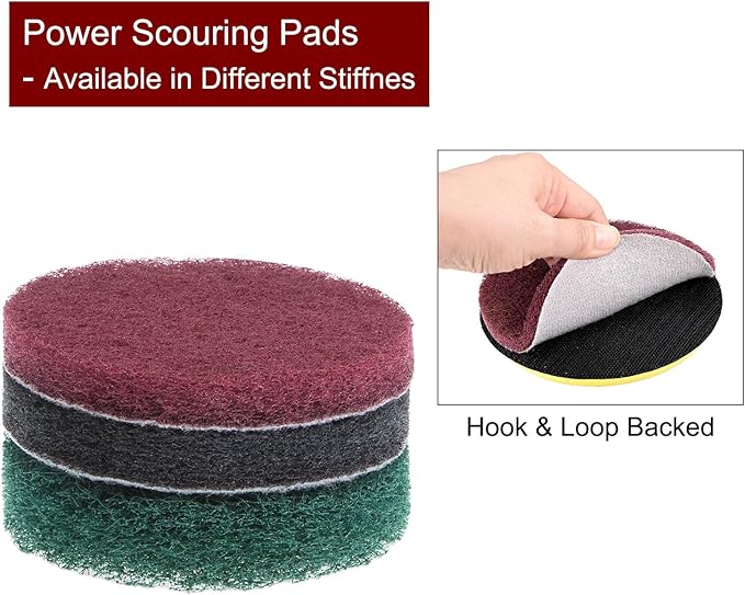 HARFINGTON 8pcs Drill Power Brush 3 inch Tile Scrubber Scouring Pads 180-240 Grit for Bathroom Kitchen Household Cleaning