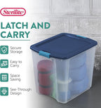 Sterilite 4-Pack Latch and Carry, Clear Plastic Storage Bins with Latching Lids and Full-Grip Handles, 27 Gallon