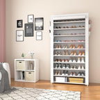 ROJASOP Shoe Rack with Covers 10 Tier Large Shoe Organizer Tall Shoe Closet Storage for 50-55 Pairs Shoe and Boot, Free Standing Shoe Rack Organizer for Closet, Entryway, Bedroom, White