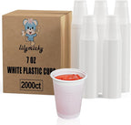 Lilymicky 2000 PACK 7 oz White Plastic Cups, 7 Ounce Disposable Drinking Cups for Birthday Parties, Picnics, Ceremonies