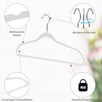Quality Hangers 200 Pack Non-Velvet Plastic Hangers for Clothes - Heavy Duty Coat Hanger Set - Space-Saving Closet with Chrome Swivel Hook, Functional Non-Flocked Hangers - Cream White