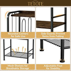 TETOTE Towel Rack for Bathroom 5-Tier Towel Holder with M-Shaped Detachable Dividers Hooks Bathroom Towel Storage Organizer, Rustic