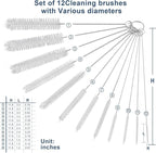Straw Cleaner Brush Set, 12-Piece 11.8 Inch Long Botthle Cleaning Brush, Nylon Tube Brush Kit for Straws on Tumbler, Water Bottle, Sippy Cup and Pipes, Tubes or Tea Pot Spout