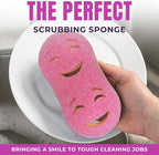 Smilyeez Double-Size Scrub Moji Duo Sponge 2-Pack – Dual Smiling Faces, Temperature-Responsive Scrubber – Scratch-Free, Odor & Stain Resistant