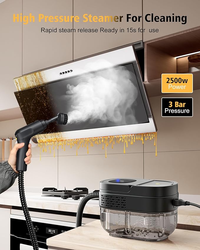 Steam cleaner for home,2500w Steamer for cleaning high pressure steam 3-Speed Adjustable Handle steam cleaner for Car,Home, kitchens