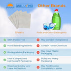 Gull living Eco-Friendly Dishwasher Detergent Sheets - Natural Dishwashing Detergent - Plant Based Dishwasher Soap Sheets - Unscented & Plastic Free Travel Size 60 Loads with sustainable Packaging.