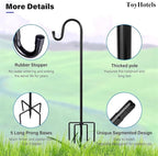 Shepherd Hooks for Outdoor, 1 Pack 46 Inch Bird Feeder Pole with 5 Prongs Base for Hanging Lantern, Hummingbird Feeder, Lightweight Plant, Shepherds Hook for Bird Feeders for Outside
