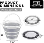 South Bend Components 2.6 Gallons Collapsible Bucket with Handle, Space Saving Design Portable Foldable Water Pail for Indoor/Outdoor, Mop, Boating, Camping, and Fishing (1-Pack)