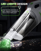 AHNR Handheld Vacuum Cordless, 16000PA Powerful Suction Hand Held Vacuum Dust Busters Cordless Rechargeable with LED Light & 2 HEPA Filters, Portable Car Vacuum Cleaner High Power for Car Home Office