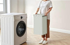 Herture Laundry Hamper with Shelf, Laundry Basket 3 Section, Laundry Sorter with Pull-Out Removable Large Bags and Movable Wheels, Metal Frame, 3 x 15.87 Gallons (60L), White PF04XLW