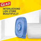 Glad GladWare To Go Snack Food Storage Containers with Lids, Medium Rectangle BPA Free Plastic with Built-In Dressing Cup for Salads and Snacks, Microwave Dishwasher Safe, 24 Oz, 4 Count - 2 Pack