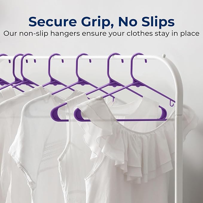 SereneLife 100 Pack Plastic Hangers, Non-Slip, Space-Saving Closet Organizers, Durable and Strong for Shirts, Sweaters, Hoodies, Kids Clothes & Dresses, Ultra-Thin, Lightweight