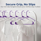 SereneLife Premium 20 Pack Plastic Hangers, Lightweight, Durable, Space Saving Clothes Organizers, Suitable for Shirts, Sweaters, Hoodies, Dresses, Kids Clothes, Good for Home Organization (Purple)