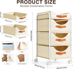 DIMJ Closet Organizers and Storage 4 Tier - Fabric Clothes Drawer Storage Bins, Stackable Rolling Storage Cart with Wheel, Small Dresser for Closet Bedroom Nursery Office