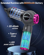 houscly Handheld Car Vacuum Portable Cordless 25000Pa High Power Small Mini Hand Vacuum Rechargeable 4-in-1 Wireless Handheld Vac for Car Office Desktop Home Cleaning Ideal Gifts for Men & Women