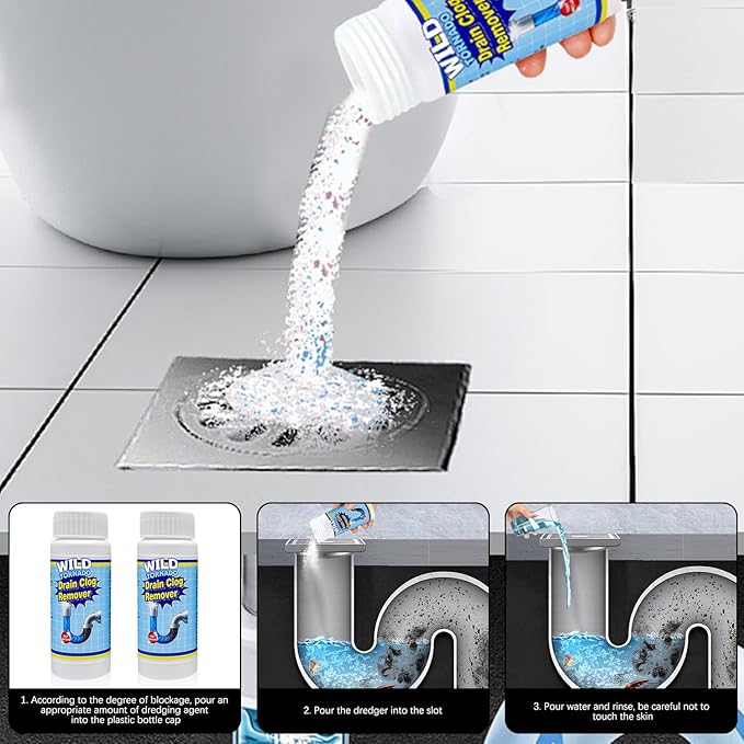 Wild Tornado Pipe Dredge, Fast Foaming Drain Clog Remover for Sink & Kitchen (4pcs)