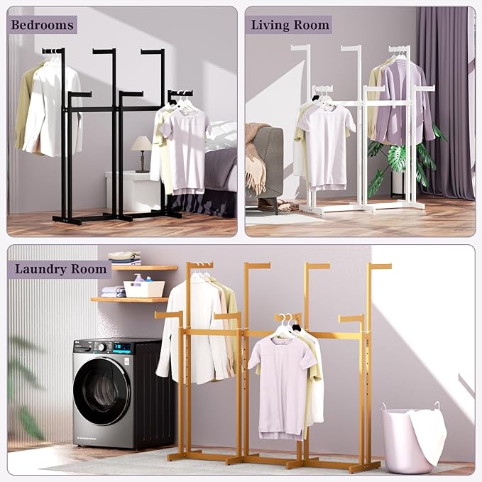Clothing Racks - Heavy Duty Garment Racks Metal for Retail Display Hanging Clothes, Rolling Black Commercial Clothing Display Rack Stand with Wheels (6 Arm,Black)