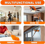 30FT Reach High Ceiling Duster Kit, Window Cleaning kit with 5-24FT Extension Pole, Fan Duster for Ceiling Fan Blades, Microfiber Feather Duster, Rotatable Window Squeegee and Cobweb Duster